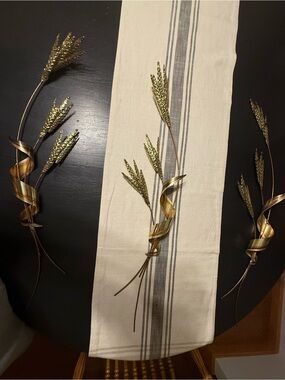 Vintage Home Interior HOMCO brass and copper wheat wall hangings, set of 3